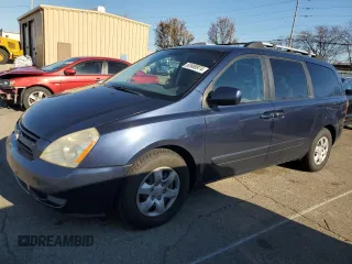 2007 Kia Sedona EX with VIN KNDMB233476174299, listed as a Copart auction lot 83980974 with 204,515 mi miles and Salvage Title. Bid and sale history available at DreamBid. Image 1.