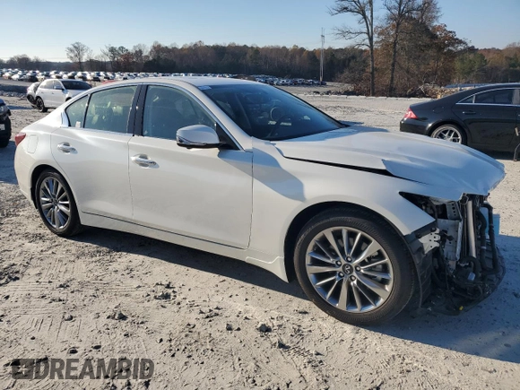 2024 Infiniti Q50 Luxe with VIN JN1EV7BP7RM600453, listed as a Copart auction lot 82838974 with 9,596 mi miles and Salvage title. Bid and sale history available at DreamBid. Image 4.