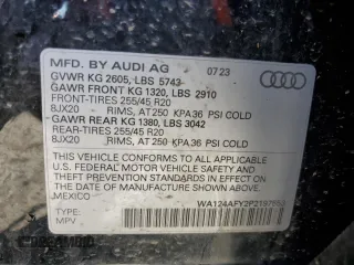 2023 Audi SQ5 Sportback Premium Plus with VIN WA124AFY2P2197553, listed as a Copart auction lot 48700114 with 10,121 mi miles and . Bid and sale history available at DreamBid. Image 13.