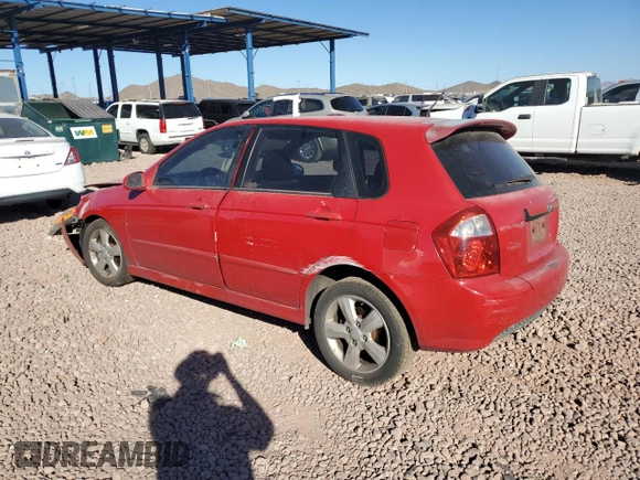 2007 Kia Spectra with VIN KNAFE161175005560, listed as a Copart auction lot 42368135 with 190,987 mi miles and Salvage Title. Bid and sale history available at carsss.com. Image 2.