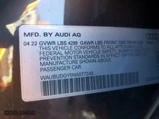 2022 Audi A3 Premium Plus with VIN WAUBUDGY5NA077249, listed as a Copart auction lot 69011232 with 0 mi miles. Bid and sale history available at carsss.com. Image 13.