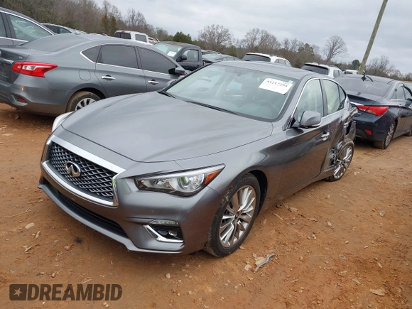 2023 Infiniti Q50 Luxe with VIN JN1EV7BP3PM511881, listed as a IAAI auction lot 41217294 with 18,620 mi miles and . Bid and sale history available at DreamBid. Image 2.