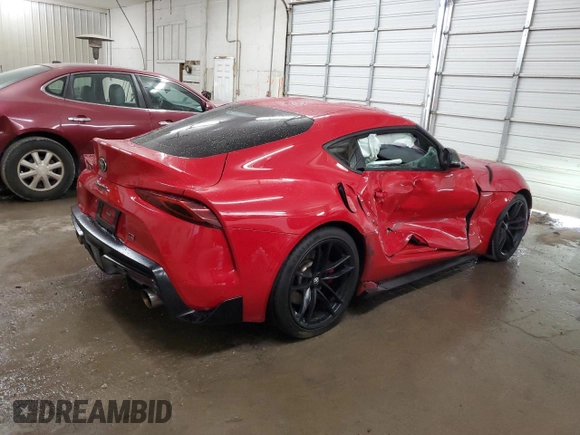 2020 Toyota GR Supra 3.0 with VIN WZ1DB4C08LW022135, listed as a Copart auction lot 72542424 with 17,421 mi miles and Salvage Title. Bid and sale history available at carsss.com. Image 3.
