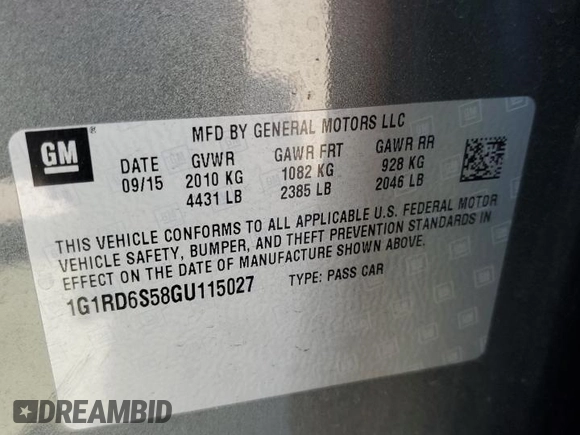 2016 Chevrolet Volt Premier with VIN 1G1RD6S58GU115027, listed as a Copart auction lot 48435415 with 143,522 mi miles and Clean Title. Bid and sale history available at carsss.com. Image 12.