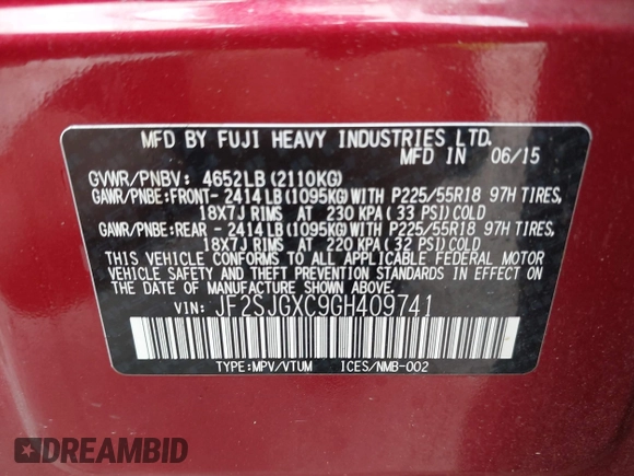 2016 Subaru Forester XT Touring с VIN JF2SJGXC9GH409741, выставлен на аукционе IAAI как лот 42406344 с пробегом 136 645 миль миль и . История ставок и продаж доступна на DreamBid. Изображение 9.