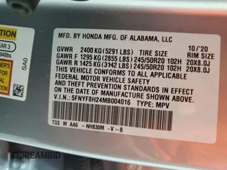 2021 Honda Passport Sport with VIN 5FNYF8H24MB004016, listed as a Copart auction lot 58739474 with 85,373 mi miles and Non repairable. Bid and sale history available at DreamBid. Image 13.