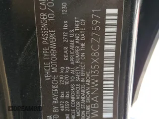 2008 BMW 5 Series 535i with VIN WBANW135X8CZ75971, listed as a Copart auction lot 52497715 with 61,050 mi miles and Salvage Title. Bid and sale history available at carsss.com. Image 12.