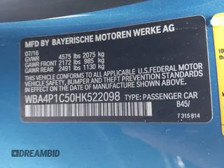 2017 BMW 4 Series 440i with VIN WBA4P1C50HK522098, listed as a IAAI auction lot 41282953 with 105,299 mi miles and . Bid and sale history available at carsss.com. Image 9.