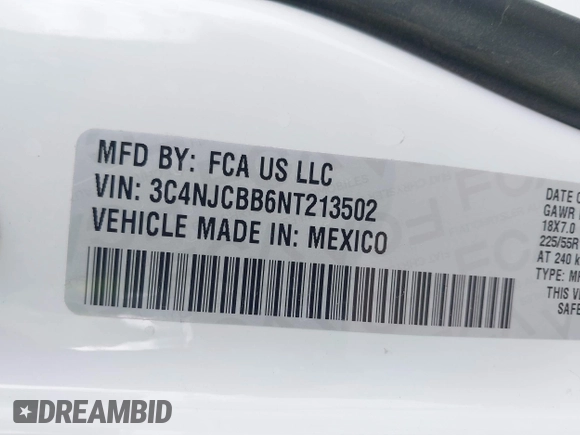 2022 Jeep Compass Latitude z VIN 3C4NJCBB6NT213502, wystawiony jako IAAI lot #41949094 z przebiegiem 11 090 mil mil oraz . Historia ofert i sprzedaży dostępna na DreamBid. Obrazek 9.