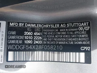 2008 Mercedes-Benz C 300 Sport with VIN WDDGF54X28F058210, listed as a IAAI auction lot 42040103 with 172,433 mi miles and . Bid and sale history available at DreamBid. Image 9.