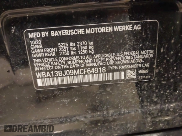 2021 BMW 5 Series 530i xDrive with VIN WBA13BJ09MCF64918, listed as a IAAI auction lot 41749529 with 90,076 mi miles and . Bid and sale history available at carsss.com. Image 9.