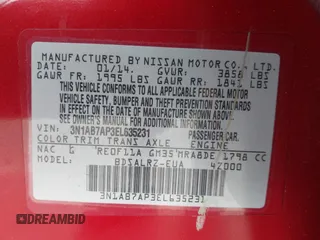 2014 Nissan Sentra S with VIN 3N1AB7AP3EL635231, listed as a IAAI auction lot 41069038 with 134,705 mi miles and . Bid and sale history available at DreamBid. Image 9.