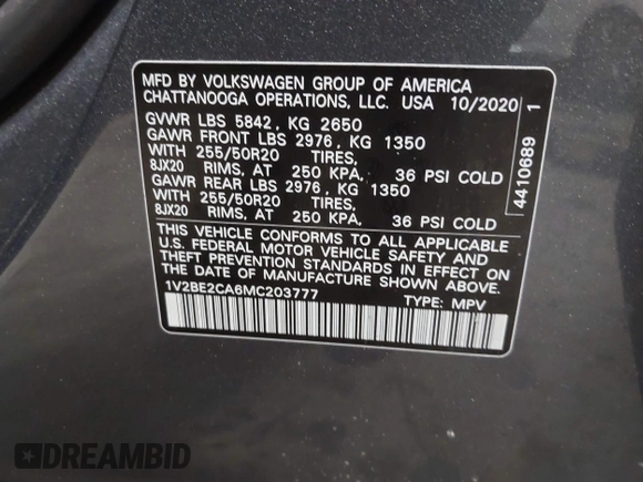 2021 Volkswagen Atlas SEL z VIN 1V2BE2CA6MC203777, wystawiony jako IAAI lot #42507511 z przebiegiem 76 358 mil mil oraz . Historia ofert i sprzedaży dostępna na DreamBid. Obrazek 9.