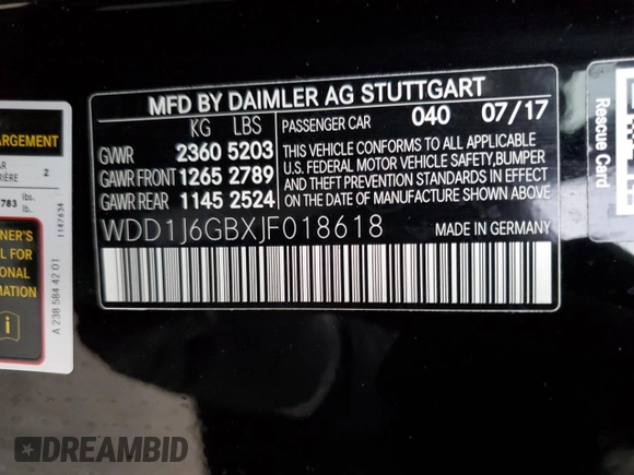 2018 Mercedes-Benz E-Class E 400 with VIN WDD1J6GBXJF018618, listed as a Copart auction lot 82824753 with 34,405 mi miles and Non Repairable. Bid and sale history available at carsss.com. Image 12.
