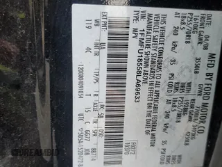 2008 Ford Expedition Eddie Bauer с VIN 1FMFU18558LA69633, выставлен на аукционе Copart как лот 49820495 с пробегом 239 323 миль миль и Списание • Salvage title. История ставок и продаж доступна на DreamBid. Изображение 14.