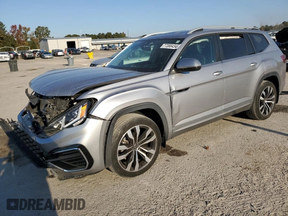 2021 Volkswagen Atlas SEL R-Line with VIN 1V2SR2CA2MC536126, listed as a Copart auction lot 77380434 with 29,550 mi miles and Salvage title. Bid and sale history available at DreamBid. Image 1.