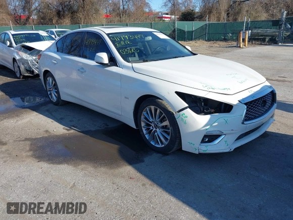 2020 Infiniti Q50 Pure with VIN JN1EV7AP6LM207147, listed as a IAAI auction lot 41793447 with 78,580 mi miles and . Bid and sale history available at carsss.com. Image 1.