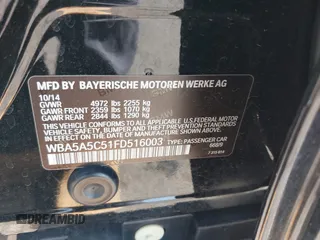 2015 BMW 5 Series 528i with VIN WBA5A5C51FD516003, listed as a IAAI auction lot 42386713 with 105,317 mi miles and . Bid and sale history available at DreamBid. Image 9.