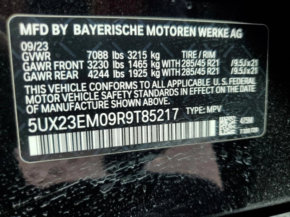 2024 BMW X7 xDrive40i z VIN 5UX23EM09R9T85217, wystawiony jako Copart lot #55027125 z przebiegiem 30 337 mil mil oraz Szkody całkowita. Historia ofert i sprzedaży dostępna na DreamBid. Obrazek 13.