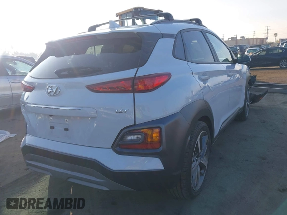 2020 Hyundai Kona Ultimate with VIN KM8K53A55LU556724, listed as a IAAI auction lot 41370388 with 23,651 mi miles. Bid and sale history available at carsss.com. Image 4.