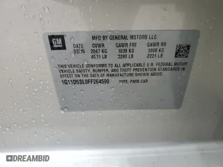 2015 Chevrolet Malibu LT with VIN 1G11D5SL0FF264590, listed as a Copart auction lot 50072745 with 62,982 mi miles and Salvage Title. Bid and sale history available at carsss.com. Image 12.