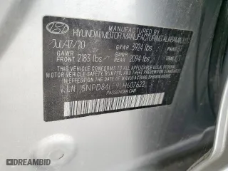 2020 Hyundai Elantra Value Edition with VIN 5NPD84LF9LH607622, listed as a Copart auction lot 48752175 with 81,790 mi miles and Salvage Title. Bid and sale history available at carsss.com. Image 13.