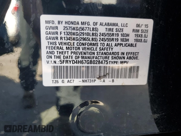 2016 Acura MDX w/Tech/Entertainment with VIN 5FRYD4H67GB028475, listed as a Copart auction lot 46524525 with 78,720 mi miles and Salvage Title. Bid and sale history available at carsss.com. Image 13.