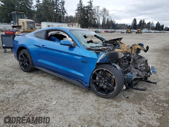 2019 Ford Mustang GT z VIN 1FA6P8CF8K5203637, wystawiony jako Copart lot #43476975 z przebiegiem Nie podano mil oraz Nie do naprawy. Historia ofert i sprzedaży dostępna na DreamBid. Obrazek 4.