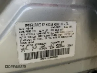 2009 Infiniti G37 Journey with VIN JNKCV61E59M306286, listed as a Copart auction lot 54976105 with 246,013 mi miles and Salvage Title. Bid and sale history available at DreamBid. Image 13.