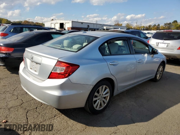 2012 Honda Civic EX with VIN 2HGFB2F88CH547273, listed as a Copart auction lot 75129954 with 206,681 mi miles and Clean Title. Bid and sale history available at DreamBid. Image 3.