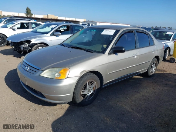 2003 Honda Civic LX with VIN 2HGES16563H521654, listed as a IAAI auction lot 42094679 with 157,031 mi miles. Bid and sale history available at carsss.com. Image 2.