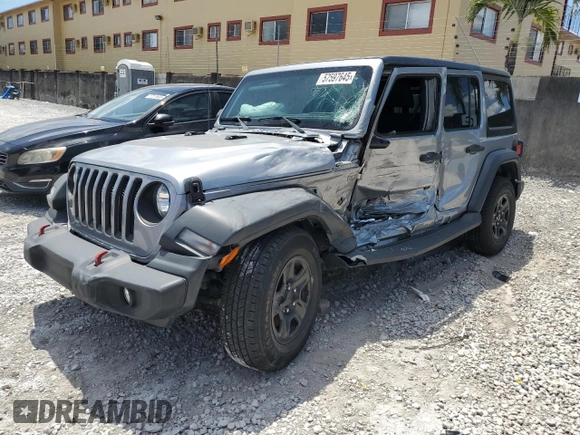 2019 Jeep Wrangler Unlimited Sport S with VIN 1C4HJXDG0KW509912, listed as a Copart auction lot 57597645 with Not provided miles and Salvage title. Bid and sale history available at DreamBid. Image 1.