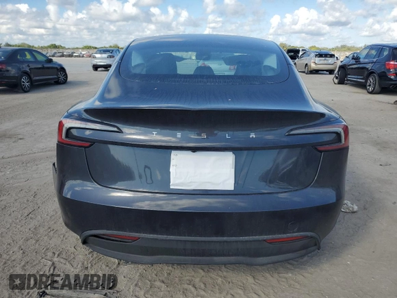 2024 Tesla Model 3 with VIN 5YJ3E1EA2RF752321, listed as a Copart auction lot 44593485 with 3,550 mi miles and Salvage Title. Bid and sale history available at carsss.com. Image 6.