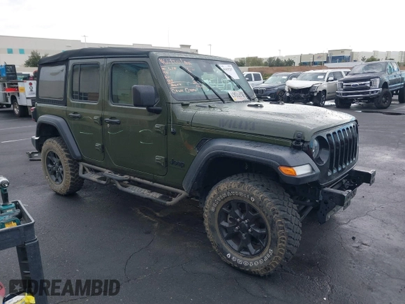 2023 Jeep Wrangler Unlimited Willys Sport with VIN 1C4HJXDM0PW515898, listed as a IAAI auction lot 41419267 with 10,964 mi miles and . Bid and sale history available at DreamBid. Image 14.
