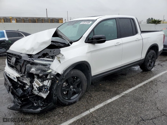 2023 Honda Ridgeline Black Edition with VIN 5FPYK3F85PB055204, listed as a Copart auction lot 47573185 with 7,062 mi miles and Salvage Title. Bid and sale history available at carsss.com. Image 1.