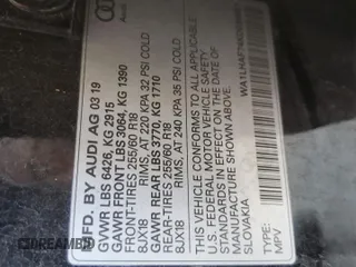 2019 Audi Q7 Premium Plus with VIN WA1LHAF74KD038661, listed as a Copart auction lot 63189585 with 60,668 mi miles and Salvage title. Bid and sale history available at DreamBid. Image 12.