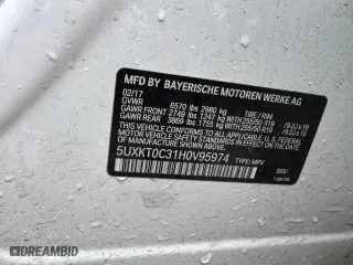 2017 BMW X5 xDrive40e iPerformance with VIN 5UXKT0C31H0V95974, listed as a Copart auction lot 51391445 with 180,172 mi miles and Clean Title. Bid and sale history available at carsss.com. Image 10.