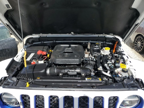 2021 Jeep Wrangler 4xe Unlimited Sahara with VIN 1C4JJXP62MW677073, listed as a Copart auction lot 77494174 with 0 mi miles and Salvage Title. Bid and sale history available at carsss.com. Image 12.