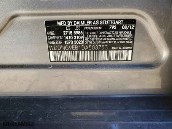 2013 Mercedes-Benz S-Class S 550 with VIN WDDNG9EB1DA503753, listed as a Copart auction lot 42788035 with 135,852 mi miles and Clean Title. Bid and sale history available at carsss.com. Image 12.