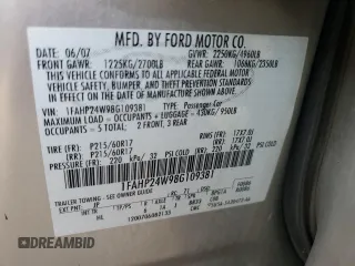 2008 Ford Taurus SEL with VIN 1FAHP24W98G109381, listed as a Copart auction lot 85306414 with 132,774 mi miles and Salvage Title. Bid and sale history available at carsss.com. Image 14.