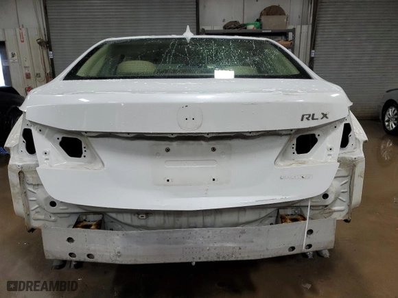 2014 Acura RLX Tech Pkg with VIN JH4KC1F58EC007386, listed as a Copart auction lot 85366634 with 124,832 mi miles and Salvage Title. Bid and sale history available at carsss.com. Image 6.