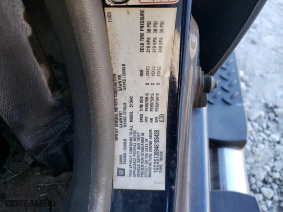 2004 Chevrolet Colorado 1SE LS Z71 with VIN 1GCDS136948106438, listed as a Copart auction lot 87492794 with 174,379 mi miles and Salvage Title. Bid and sale history available at carsss.com. Image 12.