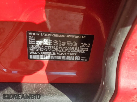 2022 MINI Countryman Cooper S with VIN WMZ53BR00N3N79458, listed as a Copart auction lot 45036595 with 22,798 mi miles and Salvage title. Bid and sale history available at DreamBid. Image 13.