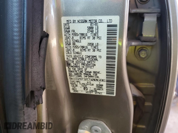 2002 Nissan Xterra SE z VIN 5N1ED28T32C500686, wystawiony jako Copart lot #50694875 z przebiegiem 154 931 mil mil oraz Szkoda całkowita • Salvage title. Historia ofert i sprzedaży dostępna na DreamBid. Obrazek 13.