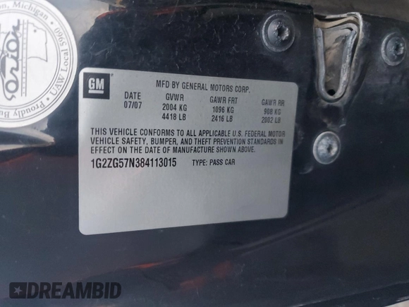 2008 Pontiac G6 z VIN 1G2ZG57N384113015, wystawiony jako Copart lot #79532554 z przebiegiem 152 338 mil mil oraz Tytuł czysty. Historia ofert i sprzedaży dostępna na DreamBid. Obrazek 12.