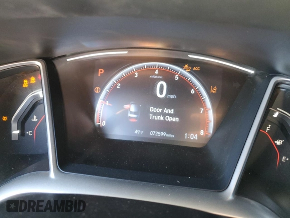 2020 Honda Civic Sedan Sport with VIN 2HGFC2F85LH556395, listed as a Copart auction lot 44930215 with 72,599 mi miles and Salvage Title. Bid and sale history available at carsss.com. Image 9.