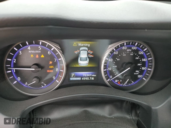 2015 Infiniti Q50 Sport with VIN JN1BV7AP4FM346670, listed as a Copart auction lot 54694985 with 76,347 mi miles and Salvage title. Bid and sale history available at DreamBid. Image 9.
