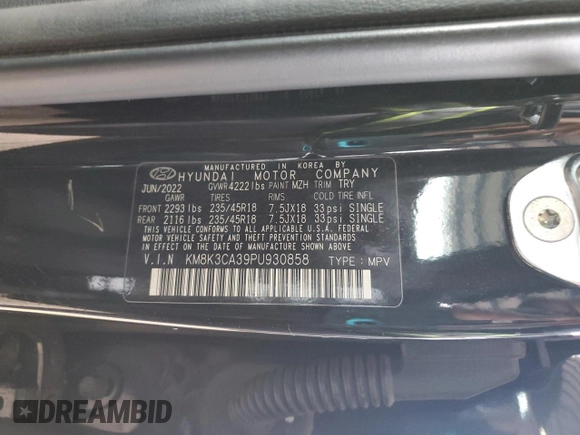 2023 Hyundai Kona N Line z VIN KM8K3CA39PU930858, wystawiony jako Copart lot #58717705 z przebiegiem 43 440 mil mil oraz Szkoda całkowita • Salvage title. Historia ofert i sprzedaży dostępna na DreamBid. Obrazek 14.