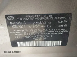 2013 Hyundai Elantra GLS с VIN 5NPDH4AEXDH305414, выставлен на аукционе IAAI как лот 42282887 с пробегом 56 935 миль миль и . История ставок и продаж доступна на DreamBid. Изображение 9.