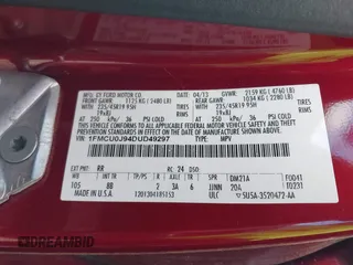 2013 Ford Escape Titanium with VIN 1FMCU0J94DUD49297, listed as a IAAI auction lot 42052161 with 95,420 mi miles. Bid and sale history available at carsss.com. Image 9.